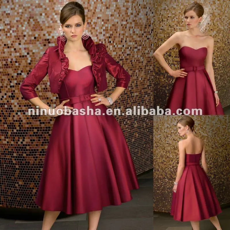 Платья для матери невесты длиной ниже колена из шелковистой тафты