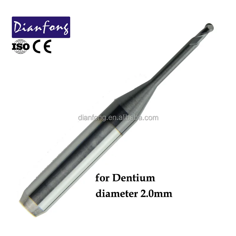 2.0mm Dentium dental CAD/CAM milling bur for machining dental zirconia block