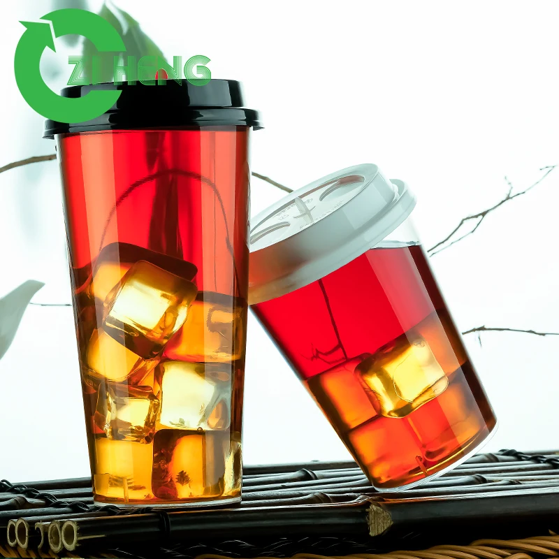  Оптовая продажа от производителя одноразовая чайная чашка boba из прозрачного пластика с логотипом на