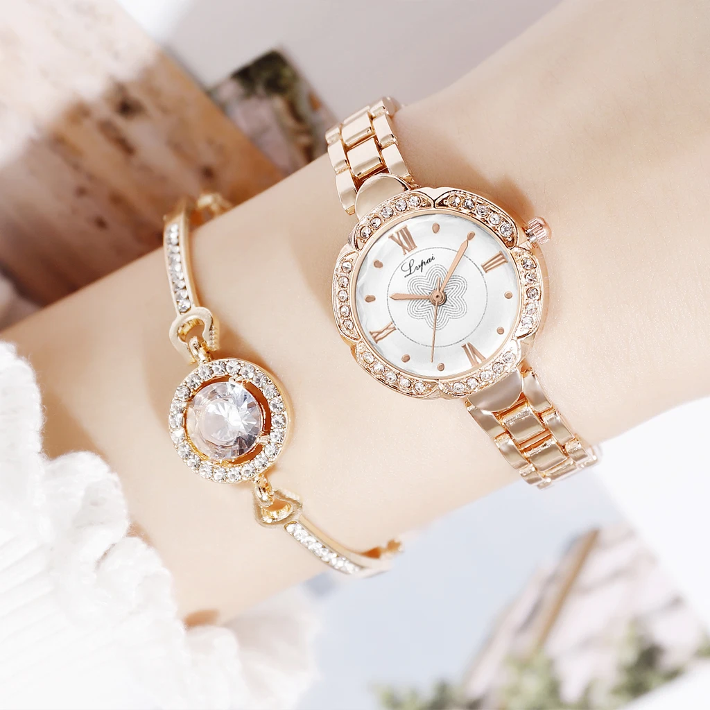 
Lvpai Brand Luxury Women Dress Watches Set Fashion Geometric Bangle Bracelet Quartz Clock Ladies Wrist Watch Rose Gold Watches 
