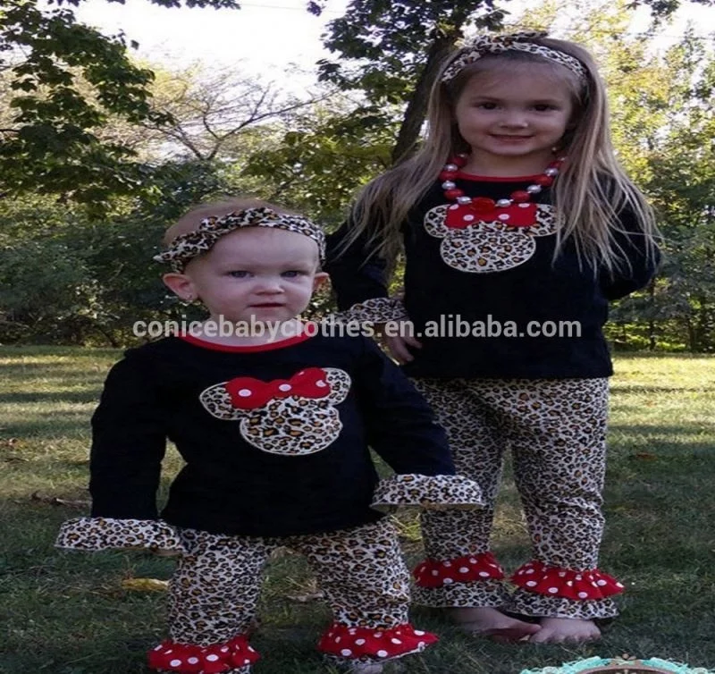 
wholesale western children mouse embroidered girls boutique clothing 