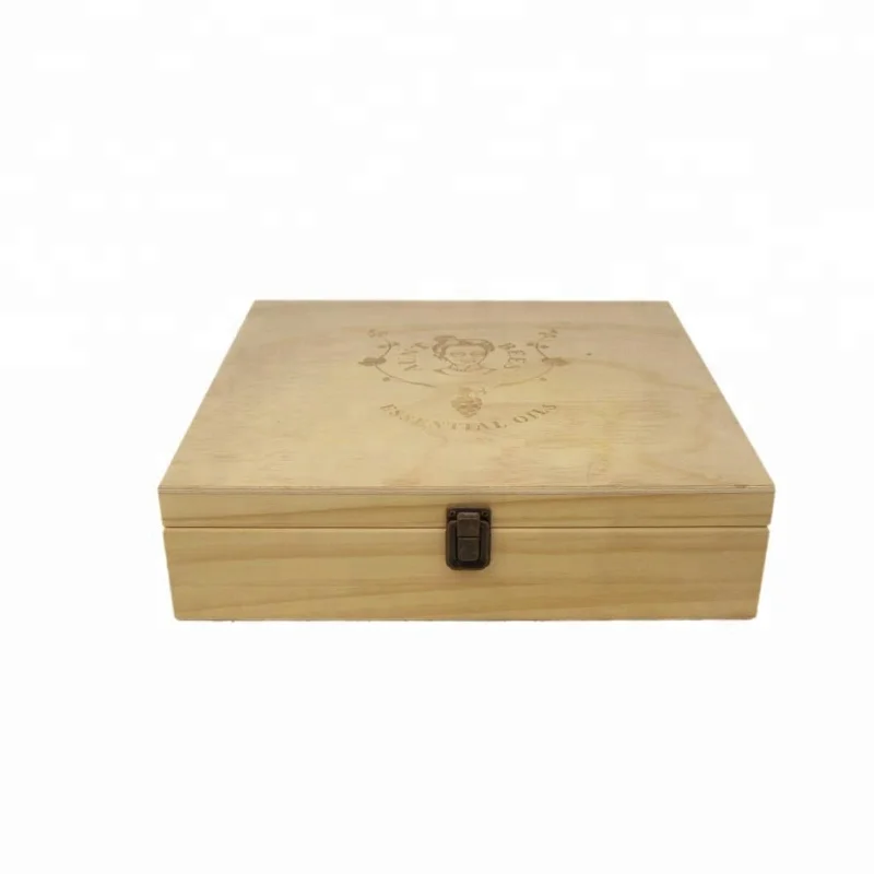 Classic creative wooden box treasure chest with hinge lid
