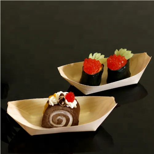 
Japanese wooden food tray disposable sushi boat food plate snack salad dishes restaurant dessert food tray 