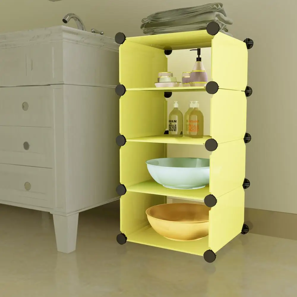 Cube DIY Modular Storage Rack Closet Organizer Bathroom Plastic Cabinet For Laundry