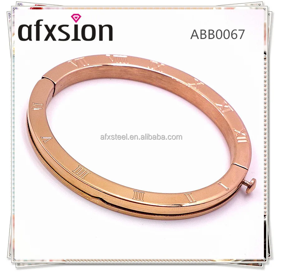 New Roman Numbers cufflink type bangle bracelets 316l stainless steel jewelry silver /gold /rose gold bracelets and bangles