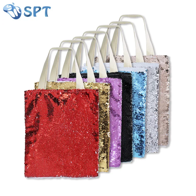 Sublimation Magic Cotton and Linen Bag Sequin Shopping Bag