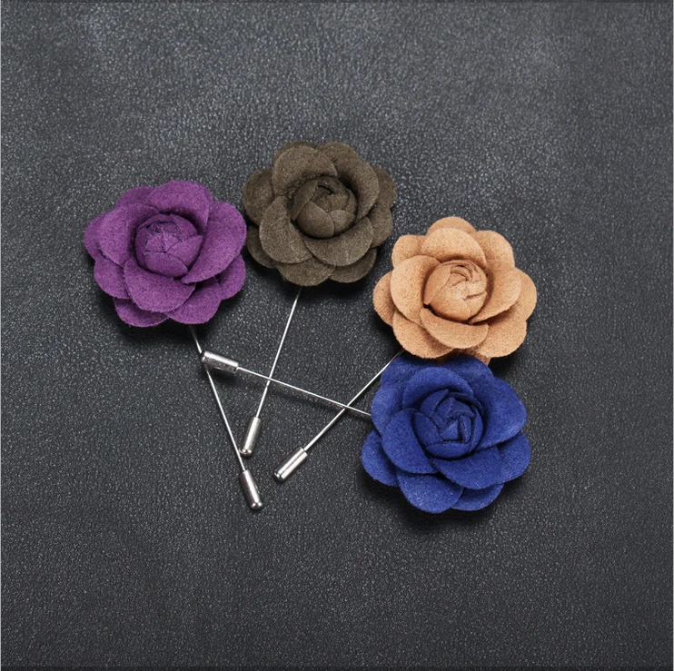 Whosale Bulk Flower Lapel Pins Men Wedding Handmade Brooch Suits Shirt