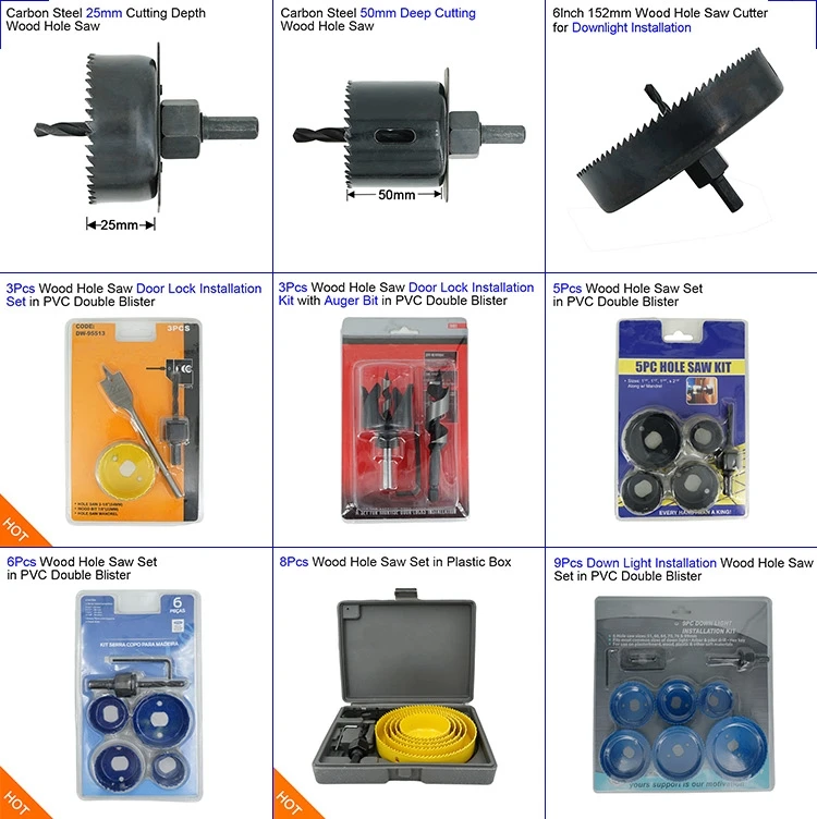 3Pcs Wood Hole Saw Door Lock Installation Kit Set  in PVC Double Blister