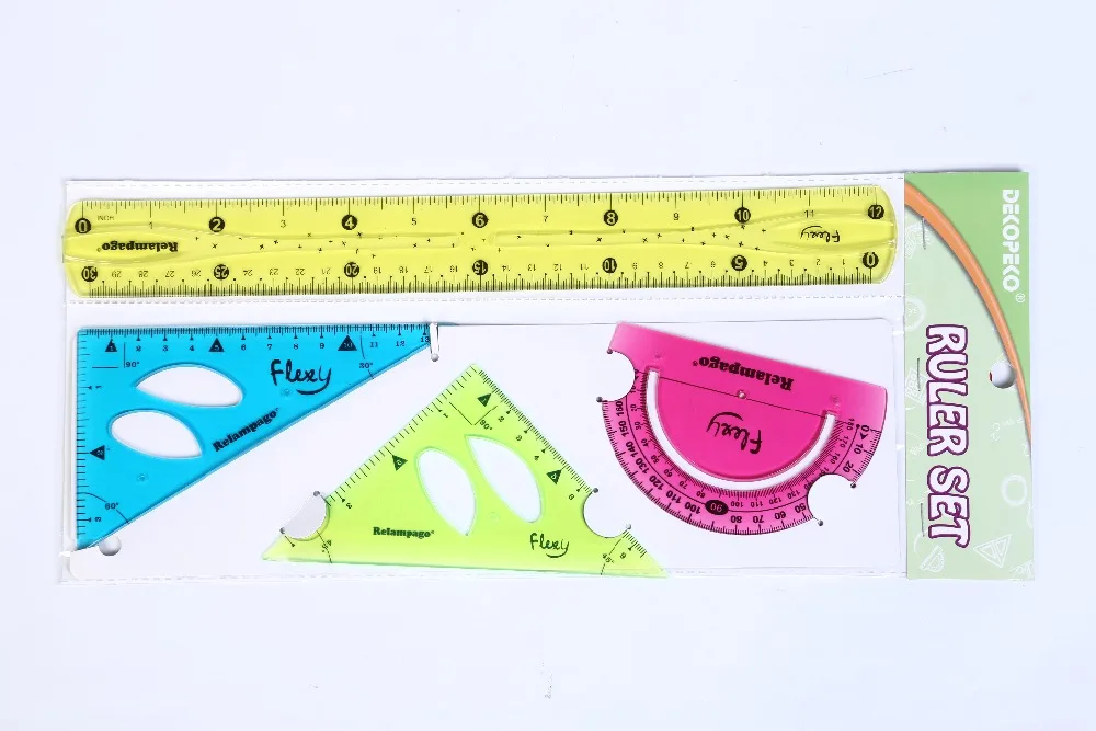 PVC material flexible geometric ruler set with combination color