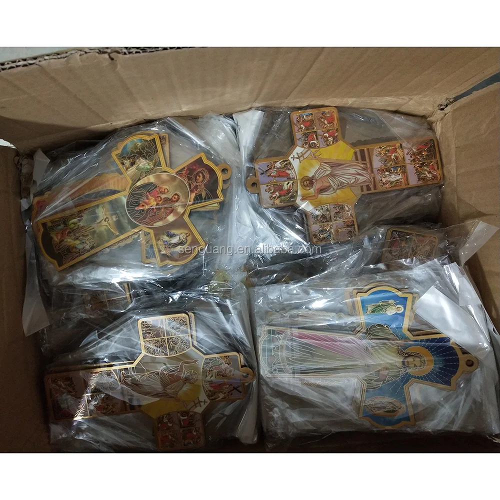 religious Saints handmade pictures printed wooden wall crosses