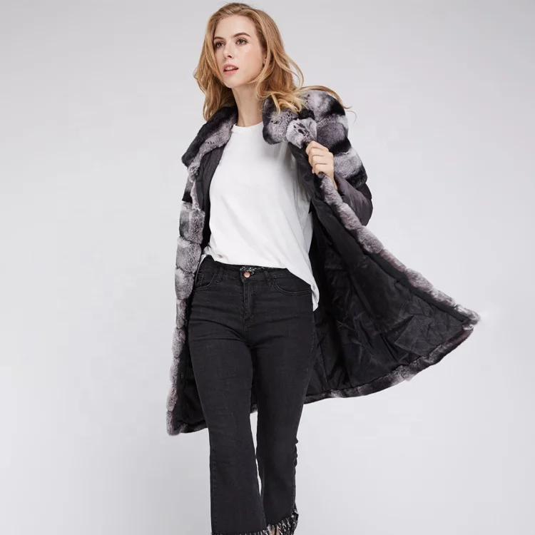 Customized Fur Coat Jacket Real Rex Rabbit Coat Outwear Stand Collar Winter Fashion Warm Women Overcoat