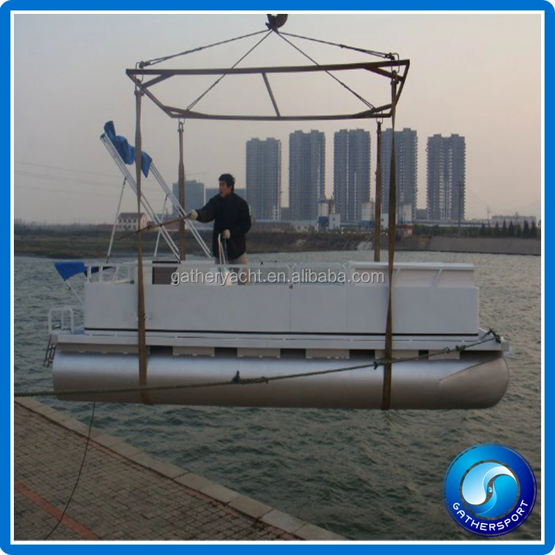 Custom Wholesale Sports Luxury 19Ft Aluminum Floating Pontoons Boats Party Barge Pontoon Boat Furniture With Motor Engines