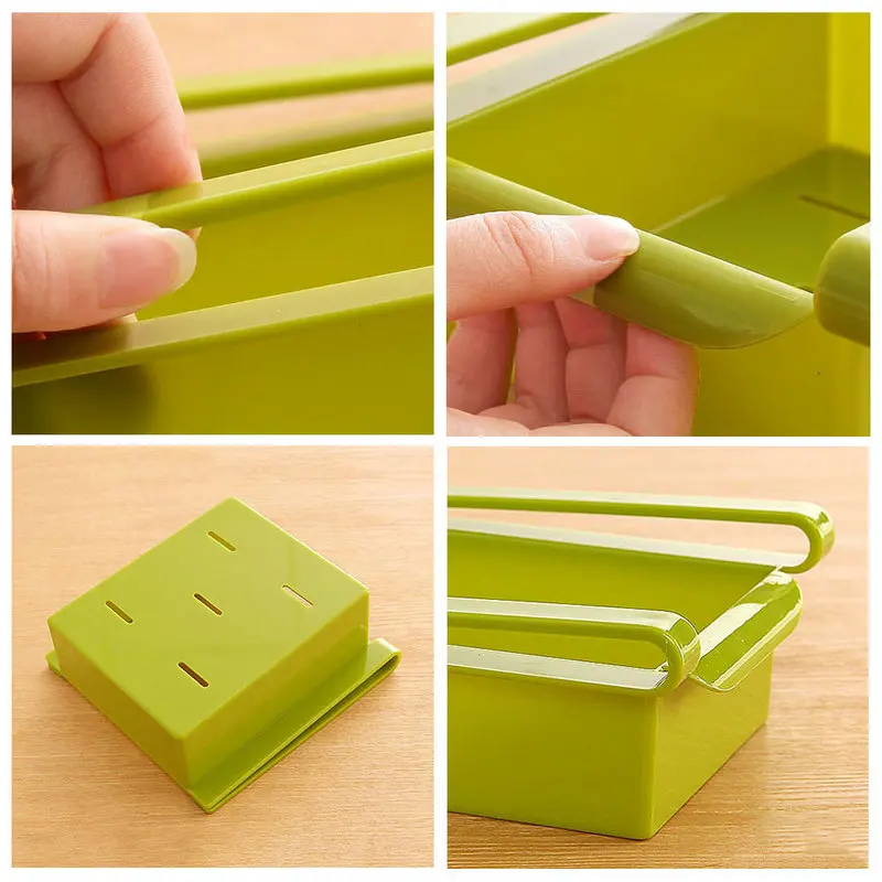 Slide Kitchen Fridge Freezer Space Saver Layer Under Shelf Holder Storage Rackn Storage Holder