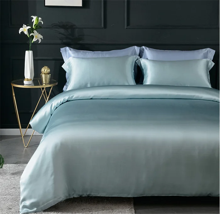 Fashion Luxury Silk Satin Bedding Pure Mulberry Silk Duvet Cover Set 5 Star Hotel Bed Sheet Set