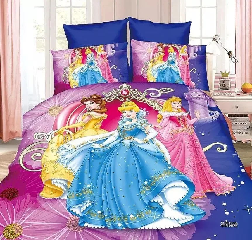 
Cartoon Princess, Sophia, Barlie character bed sheets for girls, kids bedding sets, Duvet Cover with pillowcase. 