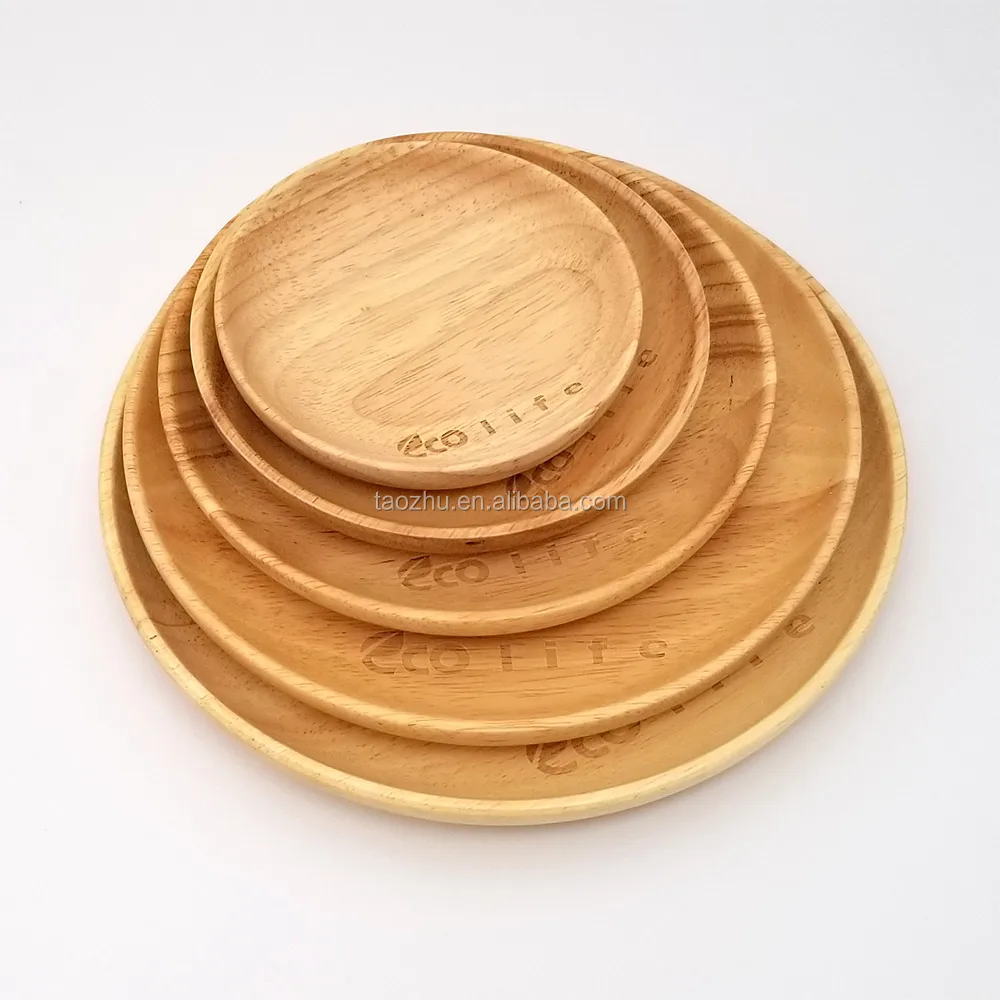 High Quality Reusable Natural Wooden plate with Private Logo