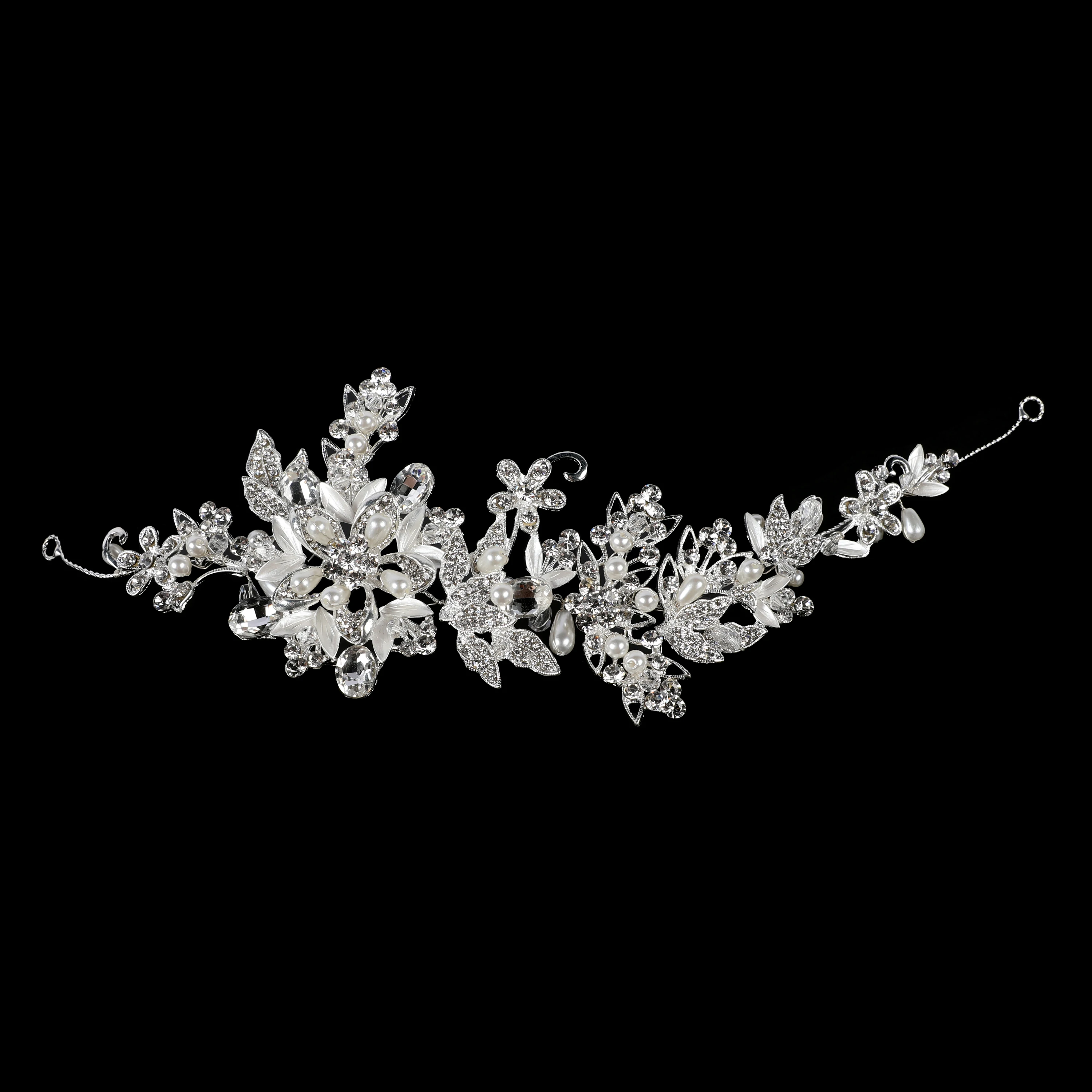 SG0832 New Design Silver leaf Handmade Crystal Rhinestone Vine bridal hair accessories for hair for Wedding