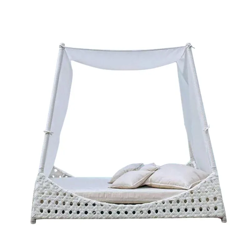 New arrival modern garden outdoor hotel wicker furniture aluminum frame beanch daybeds for sale