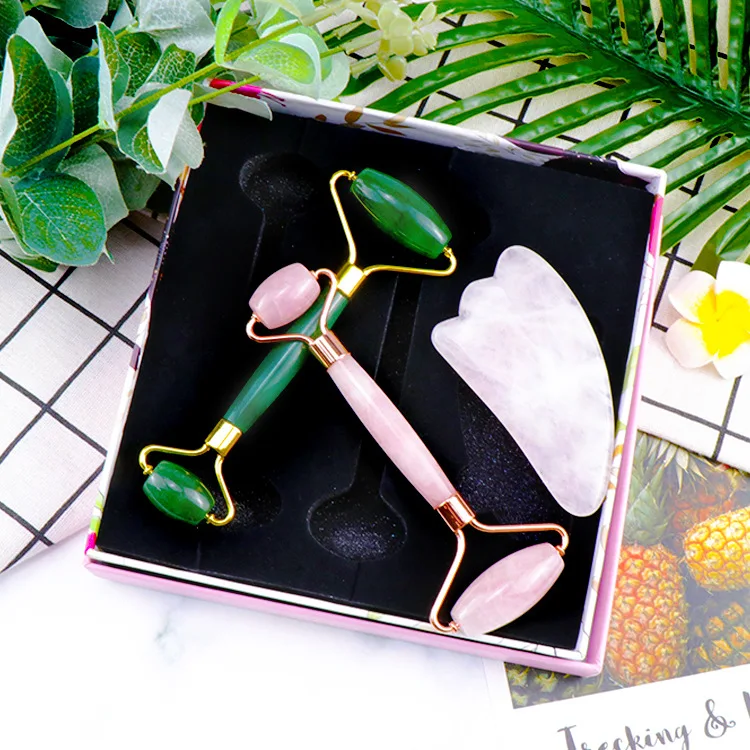 Natural  Anti Aging  Pink Rose Quartz Stone Roller Jade Roller For Face Facial Massage