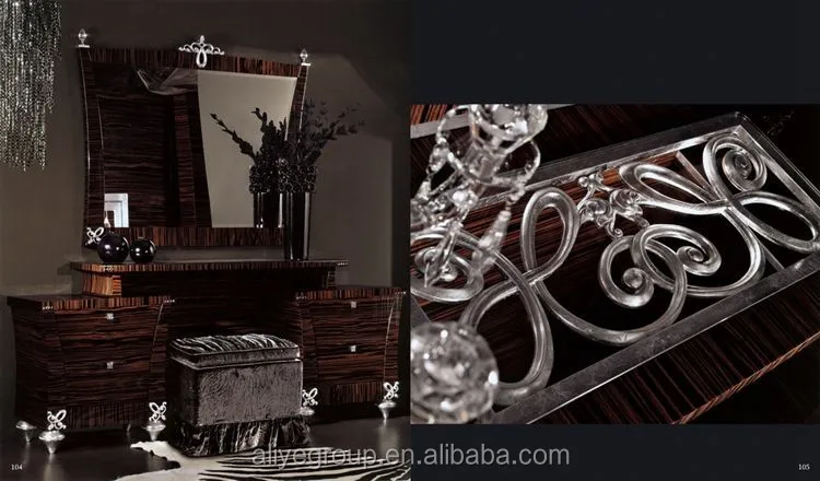 BL21601A-European Italian style hand carved wooden canopy bed with upholstery