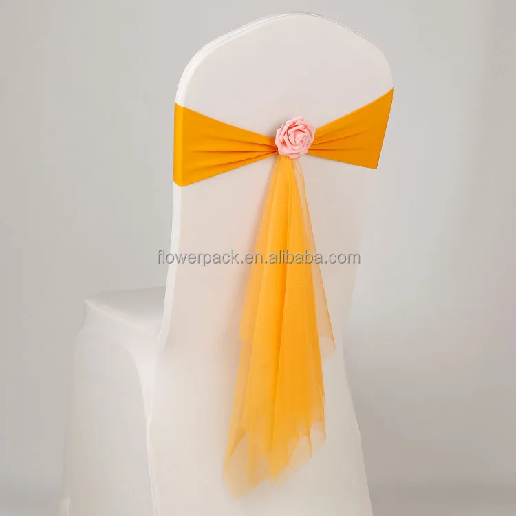 Banquet organza spandex chair sash with artificial flower