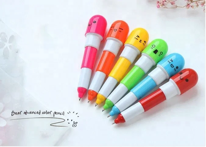 Lovely creative stationery smiling face plastic wholesale novelty pill ballpoint cute pen for gift
