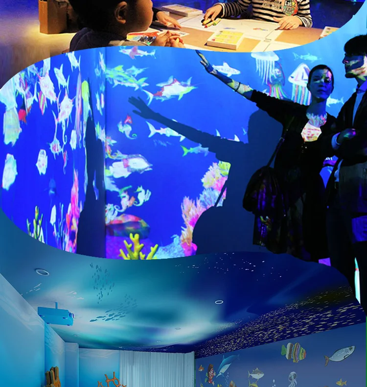 high quality interactive wall projection augmented reality system Wall Projector 3D Projection with painting game