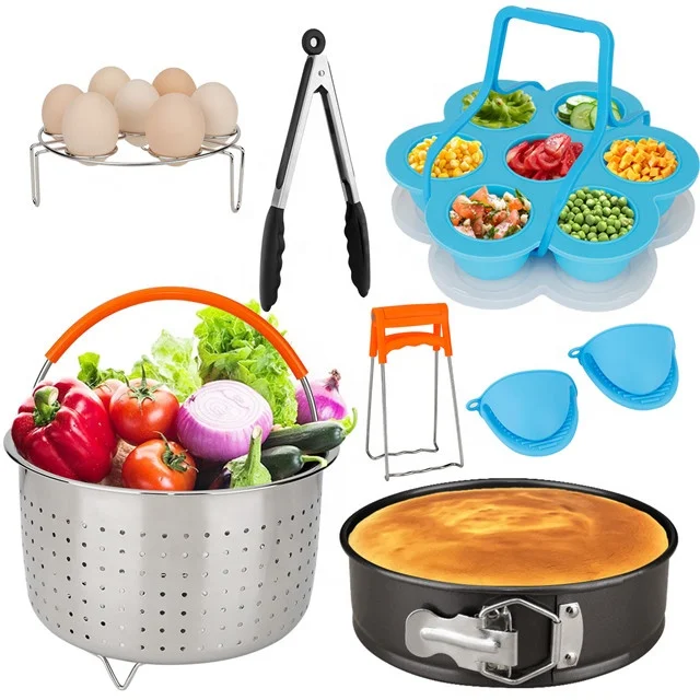 Набор аксессуаров для кастрюль мгновенного приготовления, подходит для 5,6,8Qt-с корзиной для отпаривания овощей, антипригарная сковорода Springform, полка для отпаривания яиц,