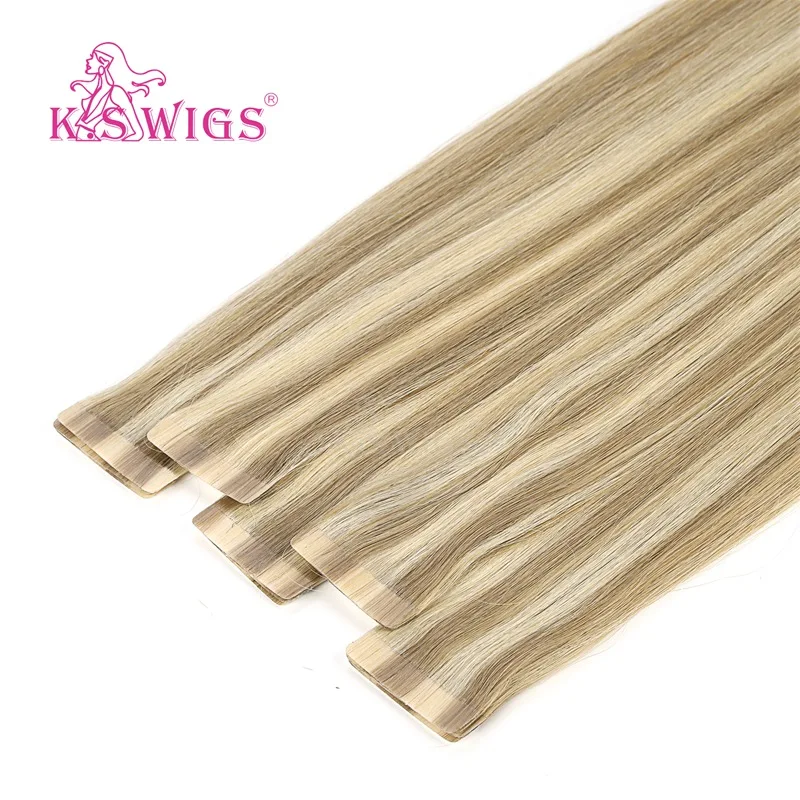 
K.S WIGS Hook Tape For Hair 20 Inch Green Tape Hair Double Drawn Tape In Virgin Hair Extens 