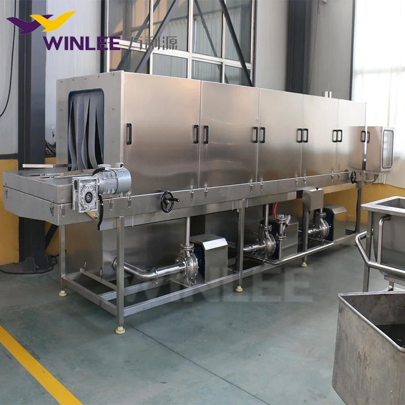 Промышленная стиральная машина с корзиной из нержавеющей стали, моечная машина высокого давления для пластиковых коробок