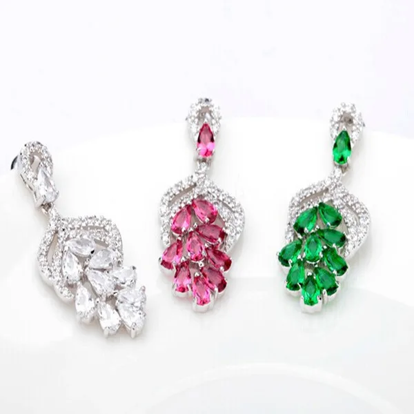 big crystal rose red color chandelier earrings ladies gift high quality hot sale wedding zircon earring