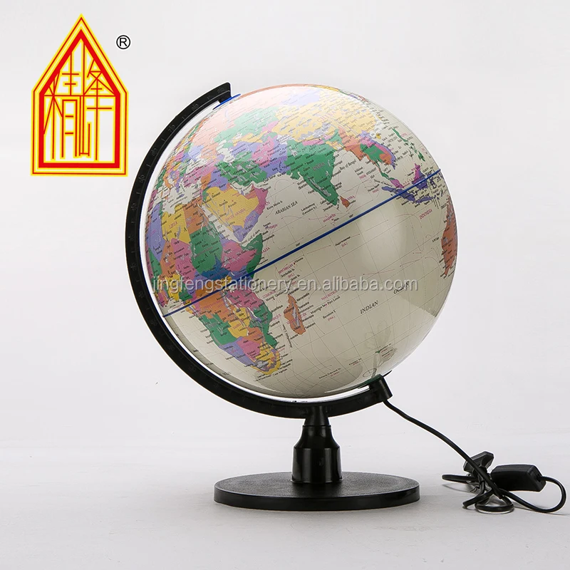 
32cm PVC World Globe With LED Lighting Lamp Globe 