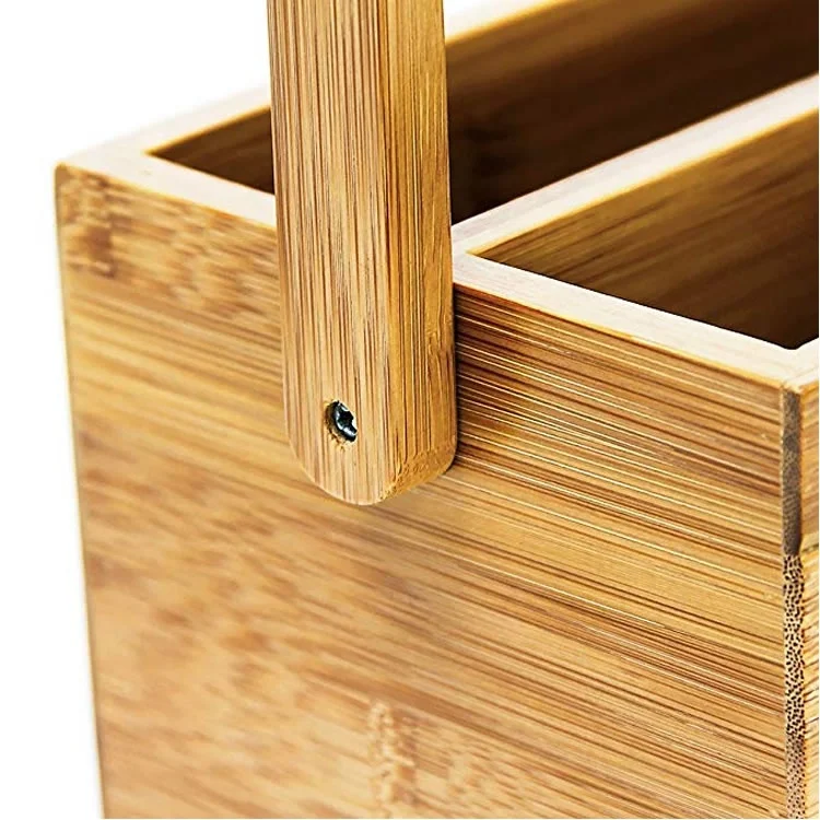 Деревянный бамбуковый органайзер для офисного стола с ящиком для хранения мелочей