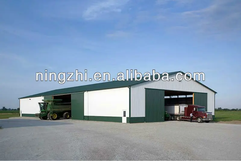 Pole barn machine shed for large farm equipment