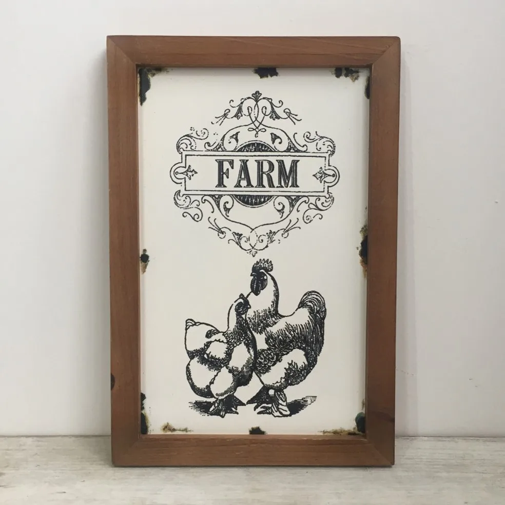 Vintage Herb and Spices Botanical Wood Framed Plaques, Primitive Country Farmhouse Home Decor Sign