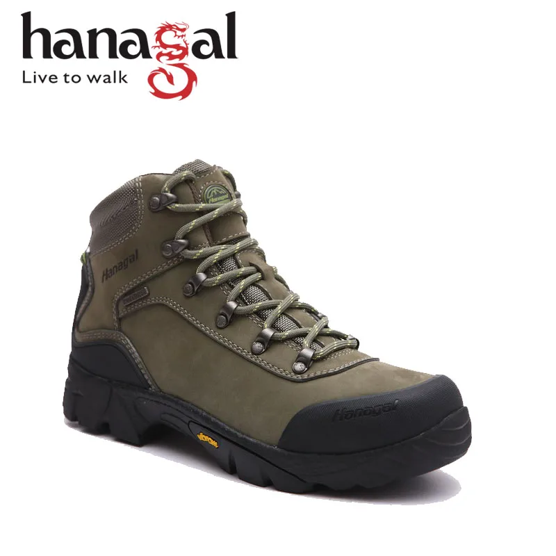 Rubber outsole genuine waterproof hiking boots technology shoes green hunting boots for men