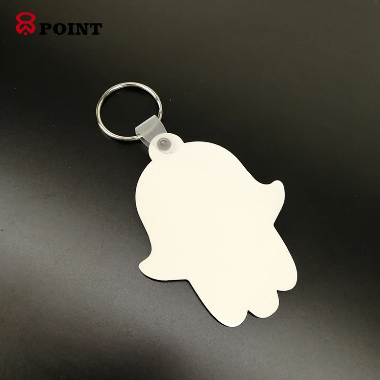 Two Sides Sublimation Coated Hamsa Hand Shape Custom Wood Blank Keychain