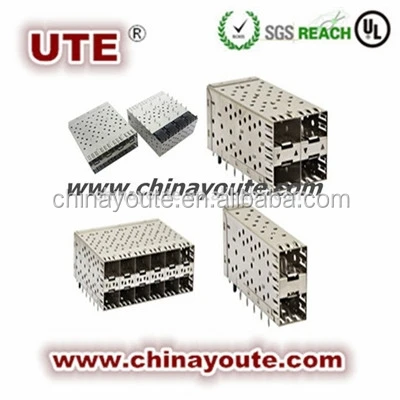 SFP Connector 1x1 Cage with EMI Spring Grounding Pin Press Fit