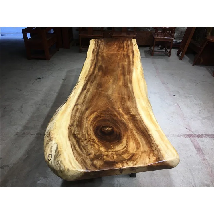 
Professional Design Walnut Wooden Table Top Metal Base Table 