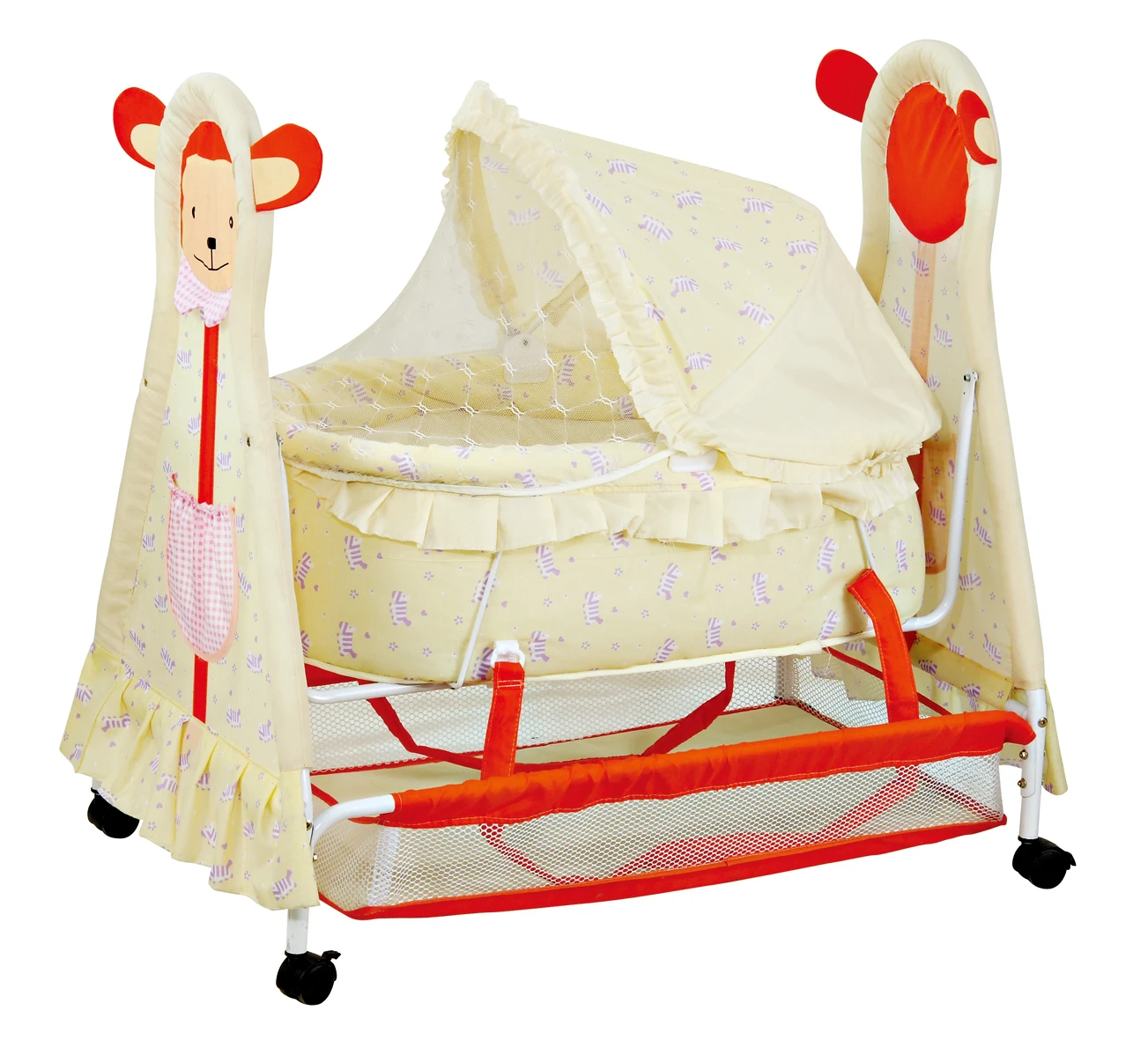 877 детская мебель тканевый материал и кроватка мягкая текстильная с москитной сеткой