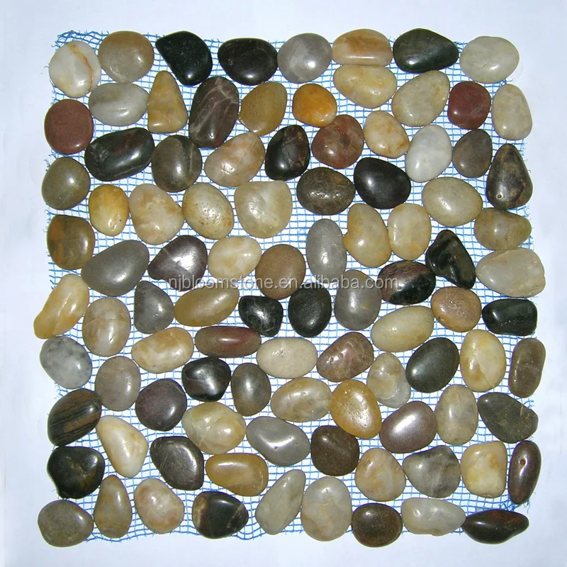 white flat High Polished pebble mosaic tile for wall and Paving