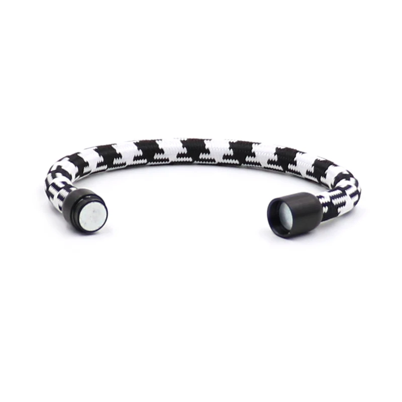 NEW ARRIVAL Stainless Steel Black Matt Finished Magnetic Clasp with Black and White Braided Nylon Rope Bracelet