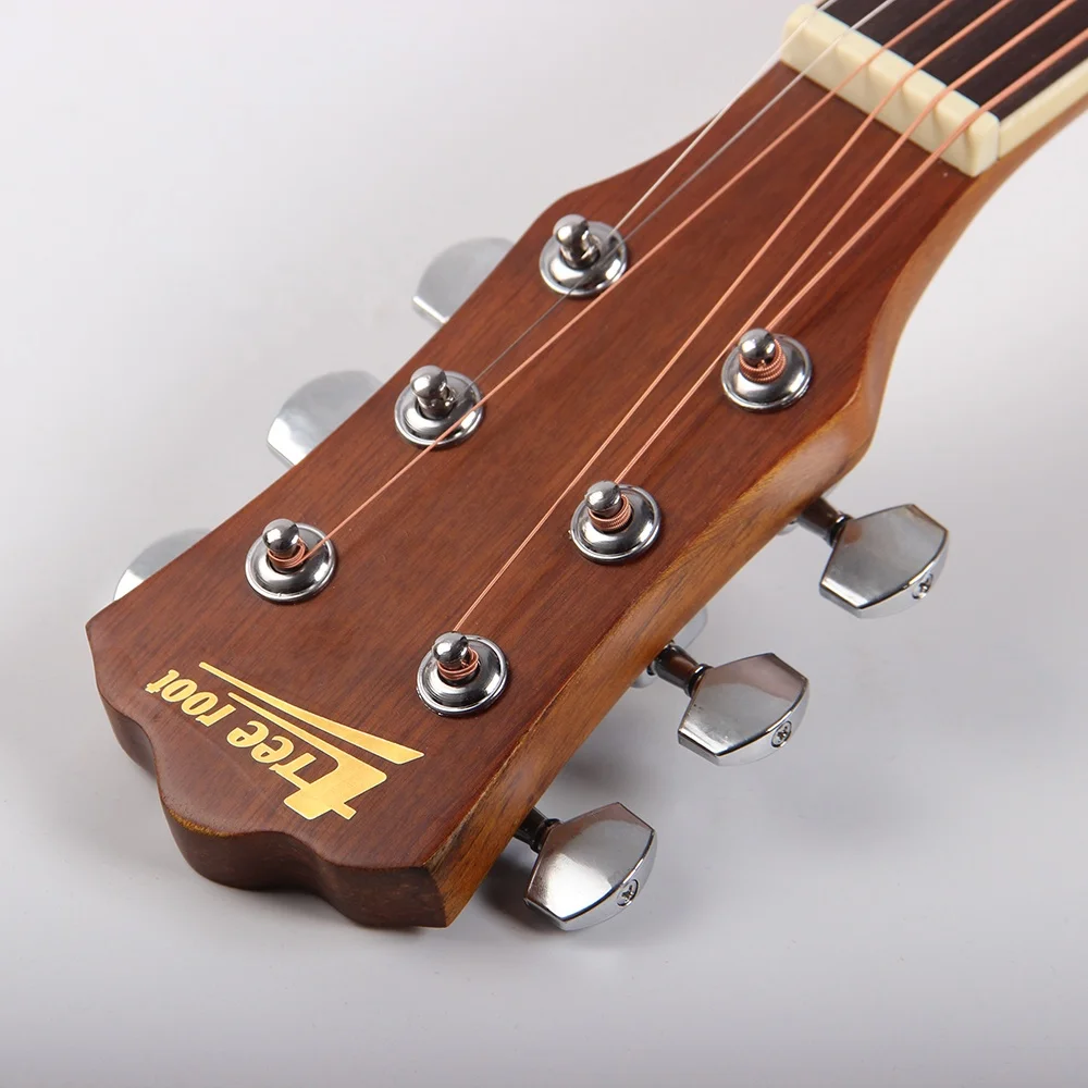 Professional Basswood Spruce natural matte 40 inch 6 Strings semi Acoustic electric guitar folk guitar for kid beginner