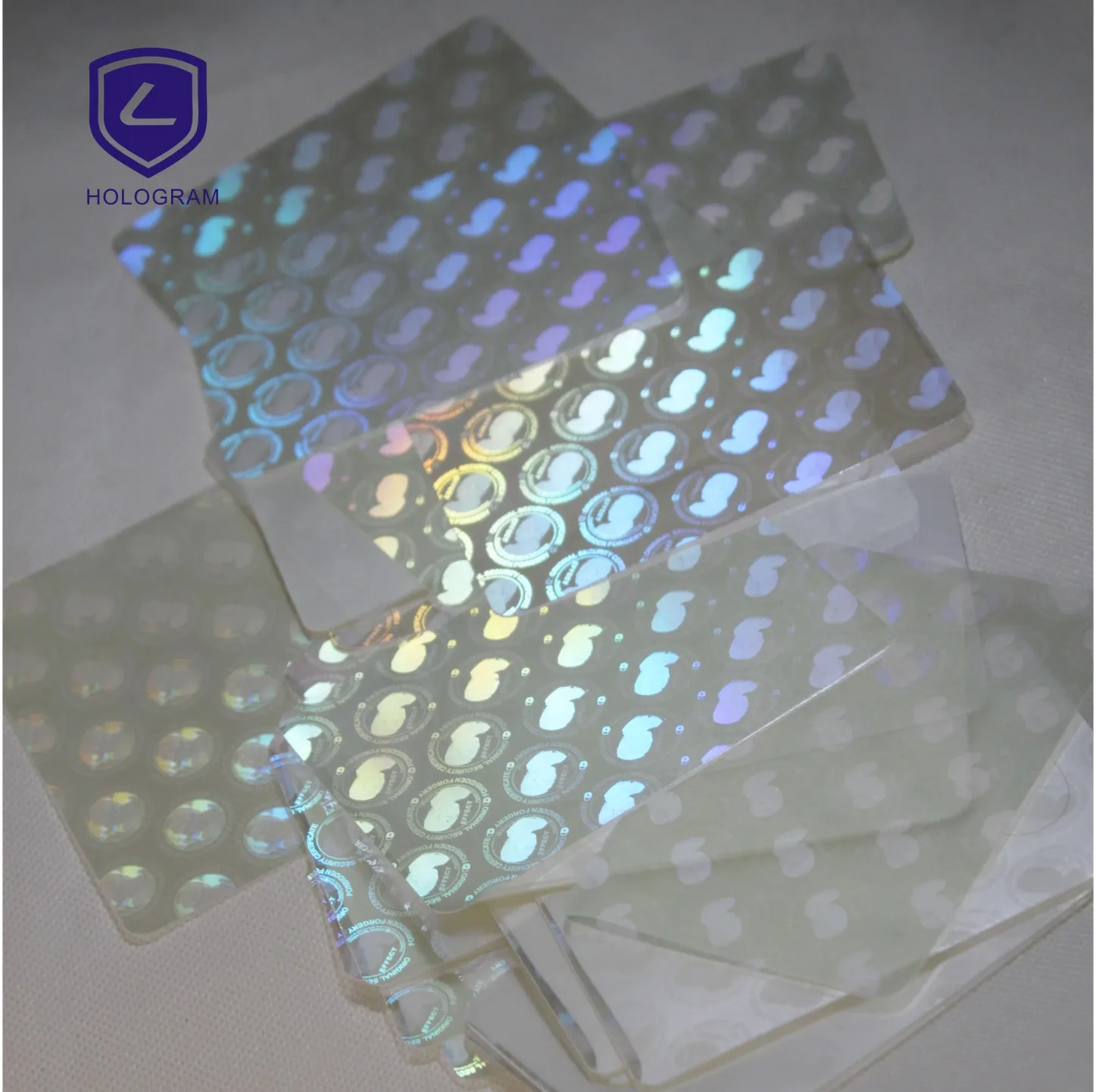 Security hologram self laminating id card label with UV printing