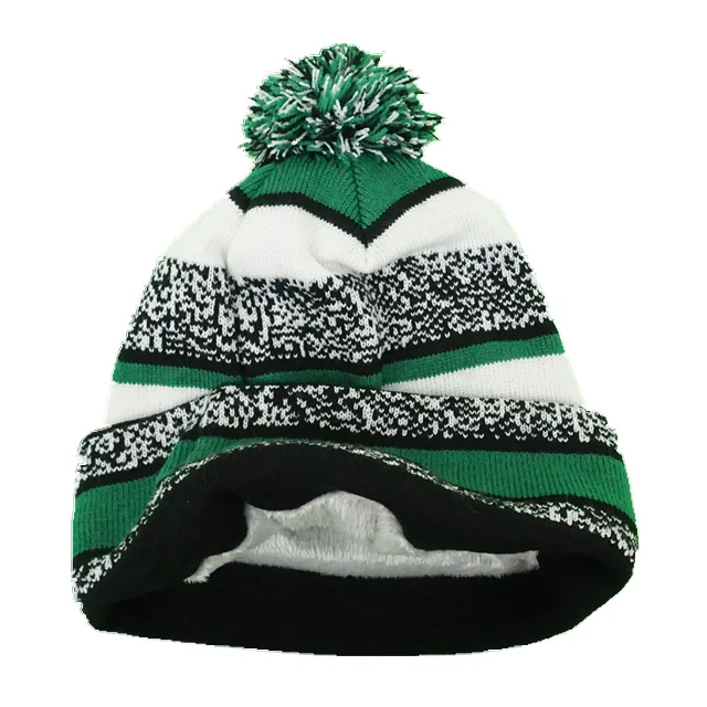 Hot sales various style striped green christmas winter wool beanie knitted hat warm