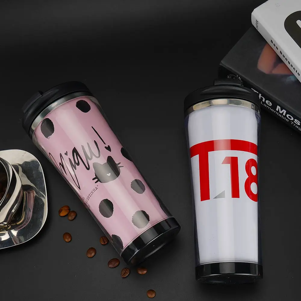 custom promotional DIY paper photo insert coffee tumbler double wall water bottle