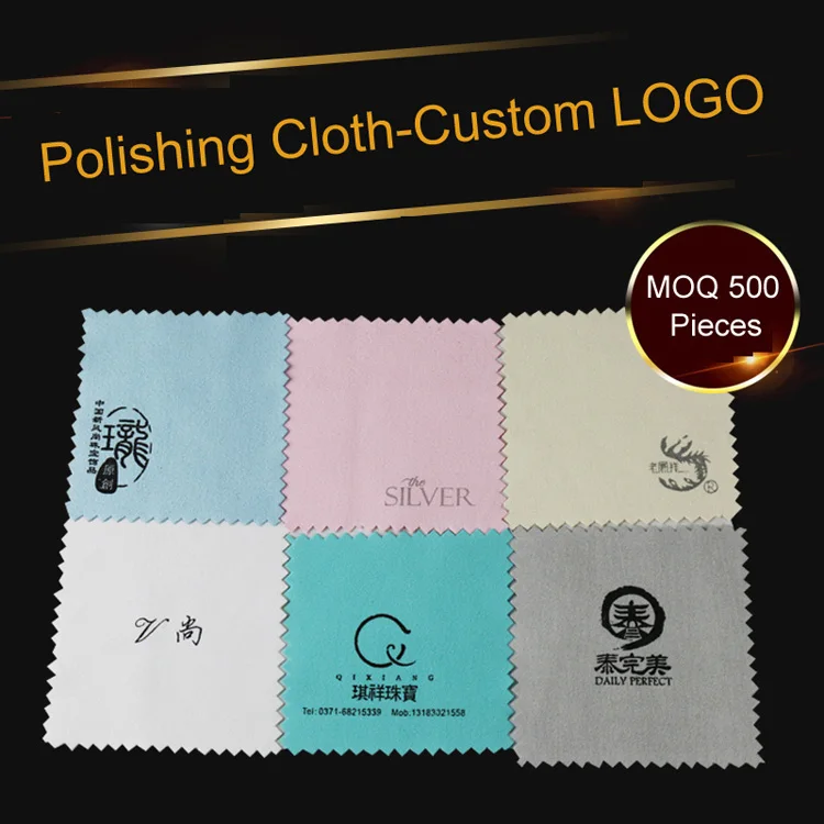 Wholesale  Silver Jewelry Polishing Cleaning Cloth Custom Logo Blue Pink Purple Jewelry Making Accessories