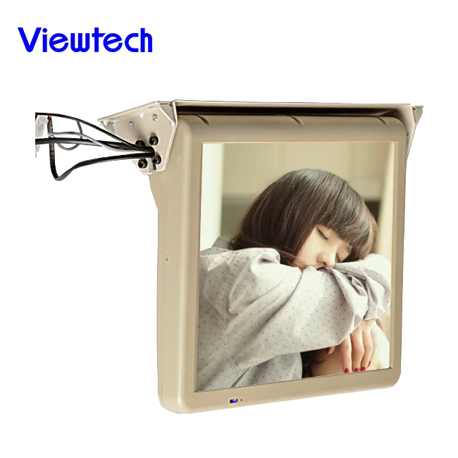 Super hot sale 17inch motorized bus flip down monitor DC12V 24V caravan van tv auto screen car lcd  foldable media player screen