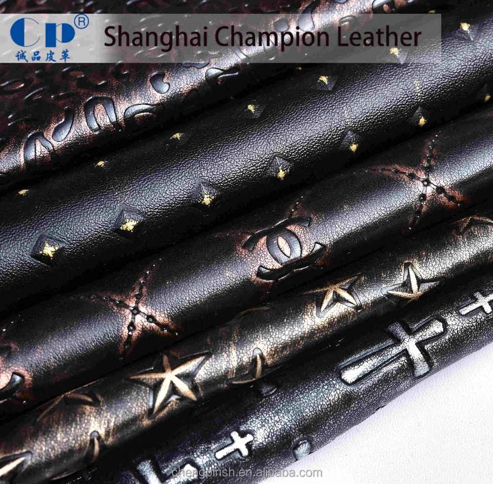 
Knitted Back Pvc Embossed Floral Surface Pu Artificial Synthetic Pu Pvc Leather 3D Emboss Fabric 