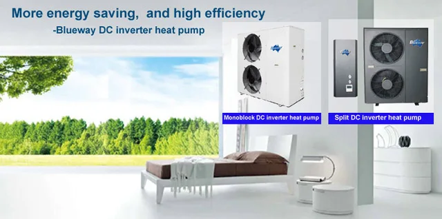 -35C Monoblock DC inverter heat pump for hot water and househeating with high COP